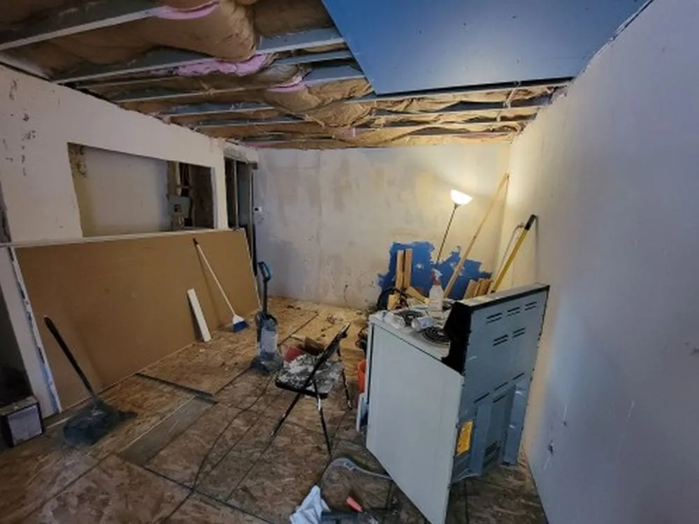A Denver residence stripped back to framing during demolition